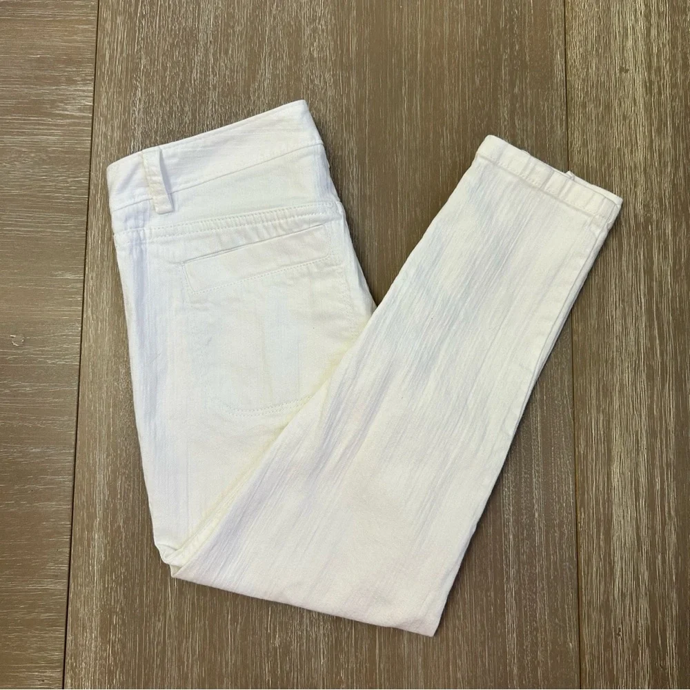 Theory Slim Ankle Pants White Stretch Zip Hem Size 0
